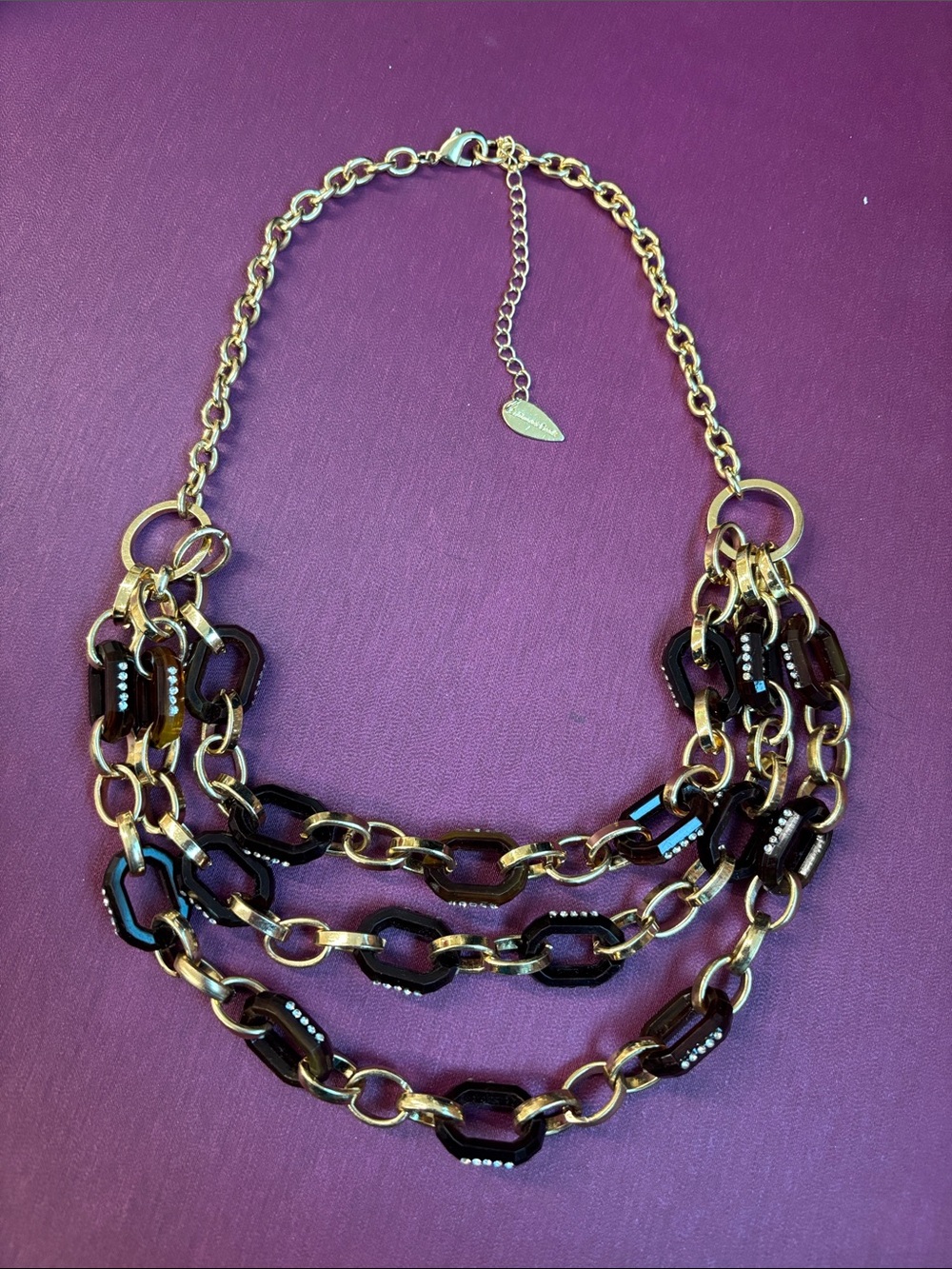 Coldwater Creek Gold and Black Layered Chain Necklace